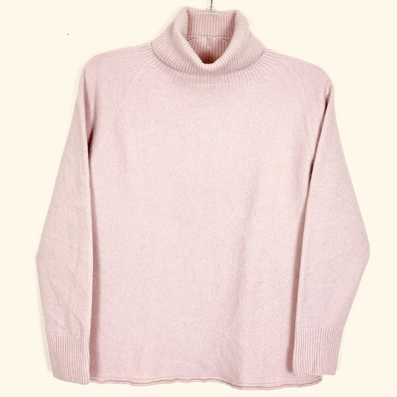 100% Lamb’s wool CELTIC & CO Turtleneck Blush Pink Sweater Made in UK, Size S - Picture 1 of 8